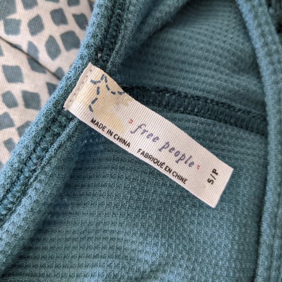 Free People Teal Blue Long Sleeve Blouse Size S - Picture 6 of 10